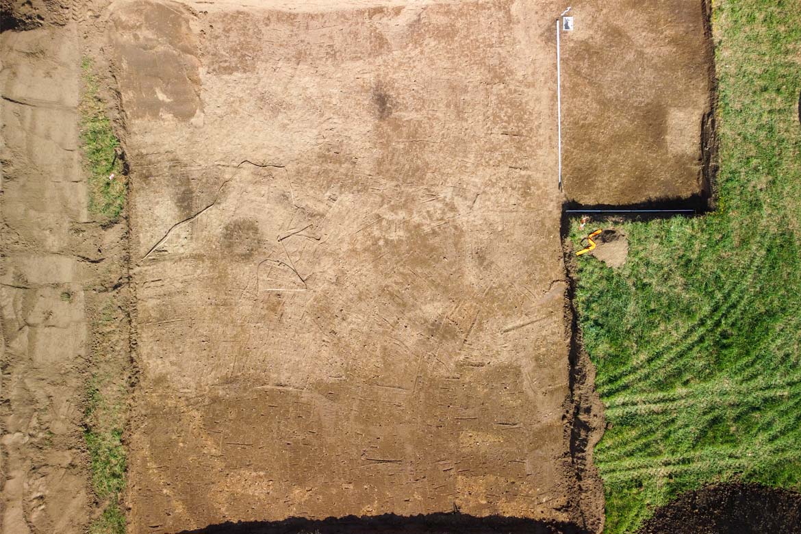 Drohnenaufnahme Ausgrabung Unterzettlitz